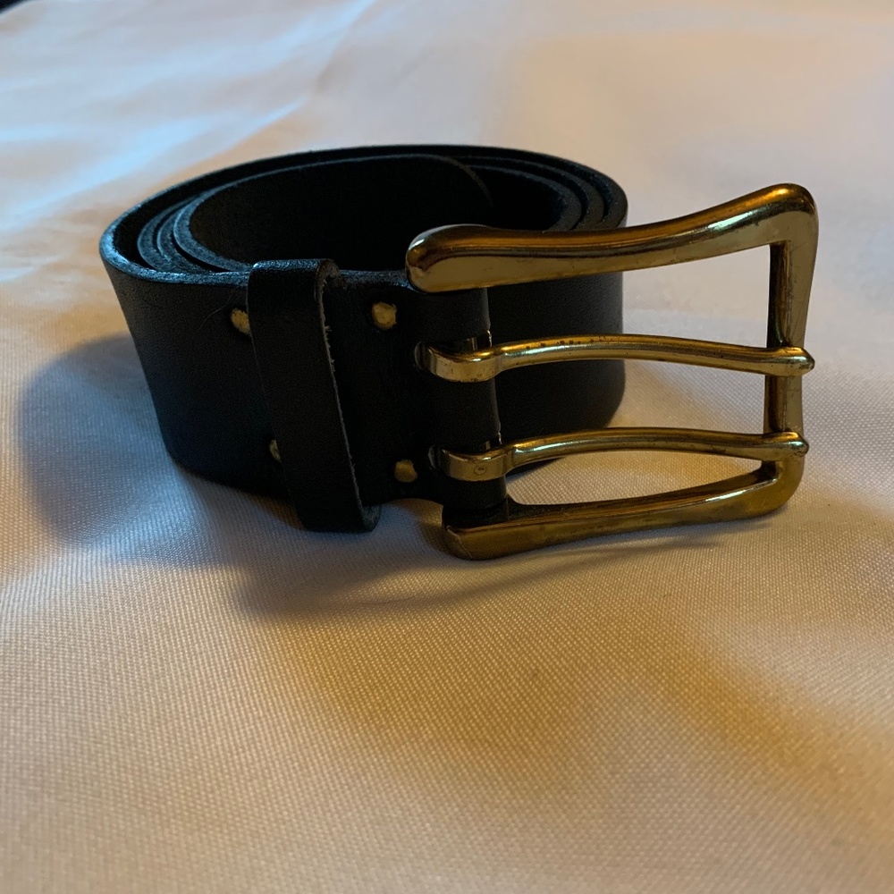 Elegant Black Belt with Gold Buckle
